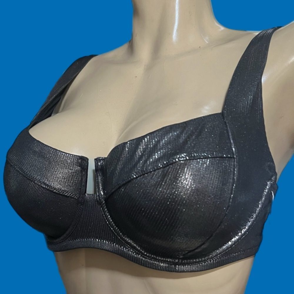 Victorias Secret Swim Full Coverage Unlined Lace up back Bikini Top gray 42DD